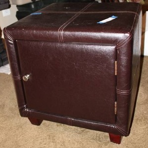 lot 523 image: Garden Ridge Storage Ottoman with 2 Shelves