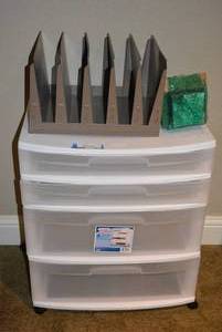lot 444 image: Rolling Plastic Storage Bin and Metal File Holder