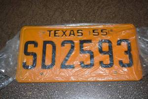 lot 515 image: Texas 1955 License Plate Pair 2 plates Total