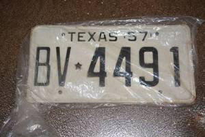 lot 518 image: Texas 1957 License Plate Pair 2 plates Total