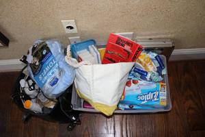lot 582 image: Misc. Lot Ziploc Bags, cleaning supplies, Soap