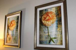 lot 242 image: Ethan Allen Steel Flower II Wall Prints, 2 Total, 28 x 38 Each