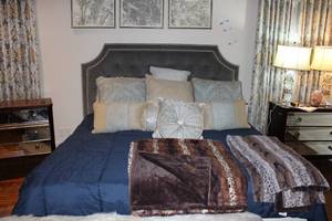 lot 239 image: King Size Upholstered Button-Tufted Bed Frame