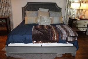 lot 238 image: Bed Pillows and Throw Blankets as shown