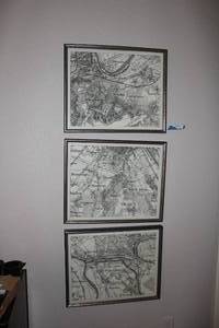 lot 201 image: Ethan Allen Paris Grid Wall Art, 3 Total