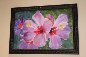 lot 230 image: Purple Orchid Wall Art Print Framed