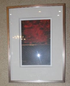 lot 189 image: Ethan Allen - Charles Sabec Chapter, Beveled Fabric Mat and Silver Finish Frame