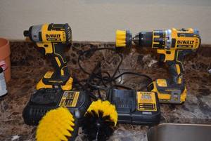 lot 253 image: DeWalt Cordless Drills with Cleaning Brushes