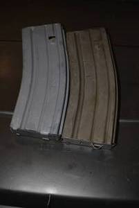 lot 605 image: 2 Clips 5.56mm (One marked Fusil USA, One marked A.S.C. New Britain CT)