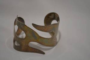 lot 719 image: Sterling Silver free form modernist open cuff bracelet. Marked 925