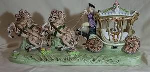 lot 236 image: Capodimonte Porcelain Carriage w 4 Horses