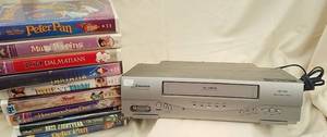 lot 255 image: Emerson VCR w 9 Disney Movies