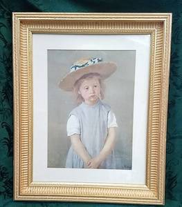 lot 313 image: Framed &amp Matted Print of Child in a Straw Hat