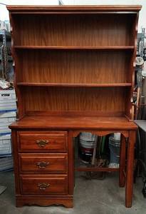 lot 374 image: Vintage Wooden Desk w Hutch