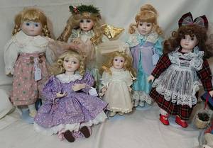 lot 444 image: 5 Porcelain Dolls