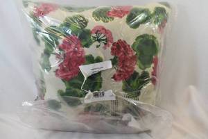 lot 131 image: Plow & Heath Geranium Throw Pillow Floral