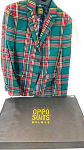 lot 157 image: Oppo Suits Deluxe Tartan Pine Green Jacket Blazer Size 44