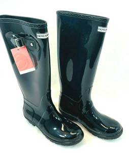 lot 161 image: Exotic Identity Knee High Rain Snow Boots Waterproof PVC Nonslip Black Size 7