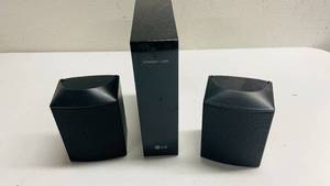 lot 213 image: LG Rear Satellite Speakers w Wireless Receiver Model SPJ4-S for LG Soundbars