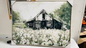lot 251 image: Painting Wall Framed Art Piece of Old Shed Approx 36x24in