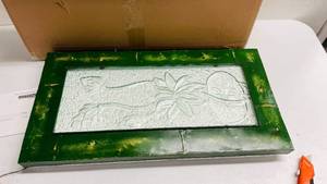 lot 255 image: Glass Lotus Flower Wall Art Approx 24x12in