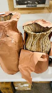 lot 257 image: Plow & Hearth Abaca Wood Weave Vases Approx 22in & 19in