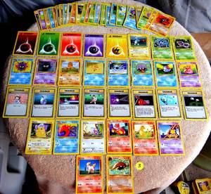 lot 3 image: 1999 POKEMON FOSSIL SET CARDS - 59 of 62 Card Set Including Picachu and Kubuto Foil Card