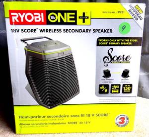 lot 9 image: Ryobi One Secondary Wireless Speaker 18-Volt Lithium-Ion Hybrid Bluetooth Enabled - NEWSEALED BOX $$$