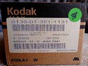 lot 38 image: 2008 KODAK LITHIUM BATTERIES - K128LA-1 (NEVER OPENED)