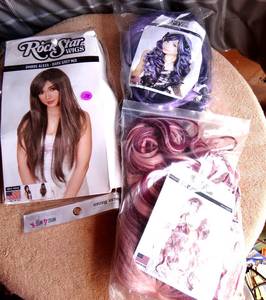 lot 72 image: COLLECTION OF ROCKSTAR WIGS - 3 FUN COLORS