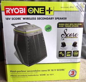 lot 144 image: Ryobi One Secondary Wireless Speaker 18-Volt Lithium-Ion Hybrid Bluetooth Enabled