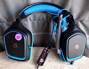 lot 180 image: Logitech G430 Gaming Headset With Mic Black Blue Wired 7.1 Dolby Surround Sound