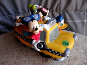 lot 206 image: Disney Mickey Mouse & Friends Coin Piggy Bank Taxi Cab Fab 5 Five Yellow Car
