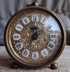 lot 209 image: VINTAGE GERMAN ORNATE BRASS ALARM CLOCK