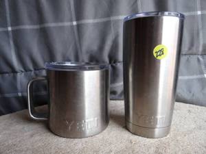 lot 228 image: 2 PC YETI CUP & TUMBLER WITH LIDS