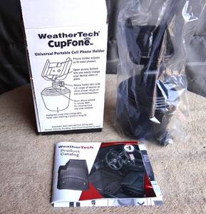 lot 262 image: WeatherTech CupFone with Extension Adjustable Cup Holder Cell Phone Mount - NEW