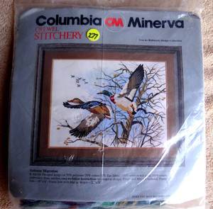 lot 277 image: Columbia Minerva Crewel Stitchery Kit 7738 Autumn Migration Mallard Ducks NIP