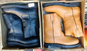 lot 11 image: Two (2 X Money) pairs of boots, color black and honey, Size US 11.5 Mens, MX 30 cm