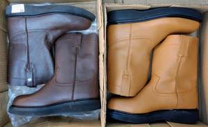 lot 24 image: Two pairs of boots (2 X Money), the colors are brown and honey , Size US 10 Mens, MX 28.5 cm brown are Oil and Acid Resistant