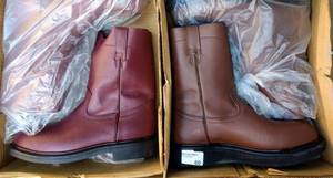 lot 60 image: Two pairs of boots (2 X Money), the colors are shedron and brown, Size US 10.5 Mens, MX 29 cm