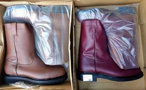 lot 62 image: Two pairs of boots (2 X Money), the colors are brown, and shedron, Size US 8.5 Mens, MX 27 cm