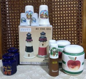 lot 156 image: Ceramic Salt and Pepper Shakers, 6 Total Pairs, (One Money)