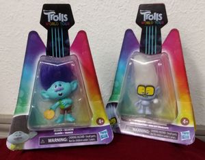 lot 160 image: 2 Trolls World Tour Branch and Tiny Diamond Approximately 3  with hair, (2 x Money)