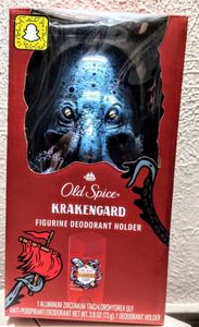 lot 198 image: Old Spice Krakengard Figurine Dedorant Holder, box is 9  tall NIB