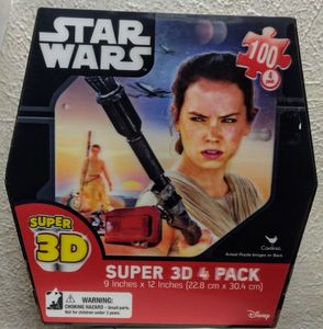 lot 201 image: Star Wars Super 3D 4 Puzzle Pack Disney Cardinal Super 3D 9 x 12