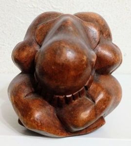 lot 204 image: MeditatingCrying Wood Buddha Hand Carved Est. 4 tall.