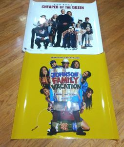 lot 228 image: 2 movie posters printed on plastic film, 45.5 L x 40.5 Tall, Johnson Family Vacation and Cheaper by the Dozen (2 x Money)