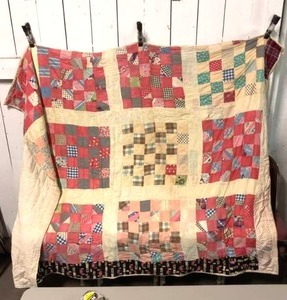 lot 7 image: Quilts (2) 1st checkerboard quilt  2nd scrape bar design