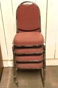lot 9 image: 4 stacking chromecushion chairs one money