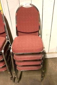 lot 11 image: 4 stacking chromecushion chairs one money